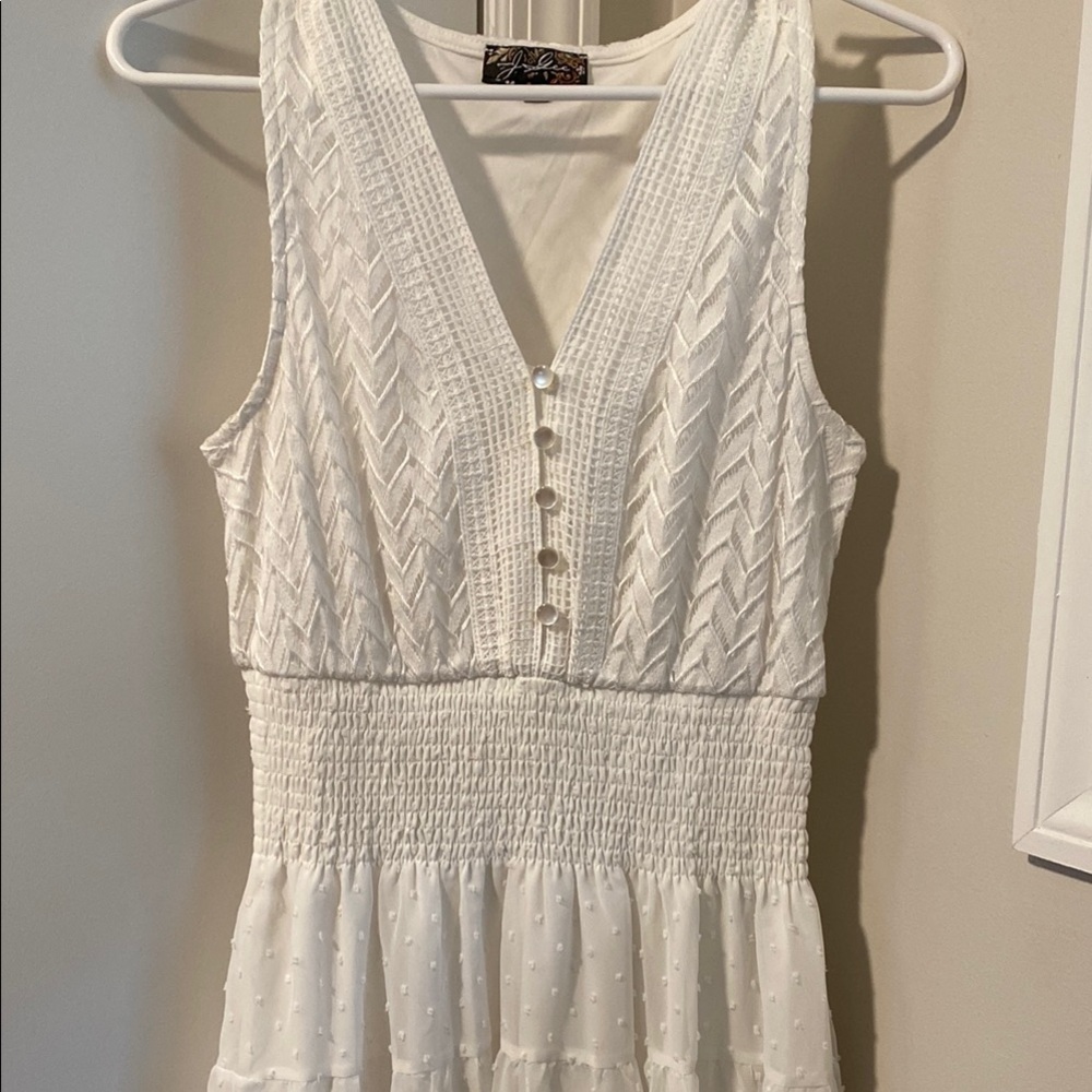 White Maxi Textured Dress Fully Lined